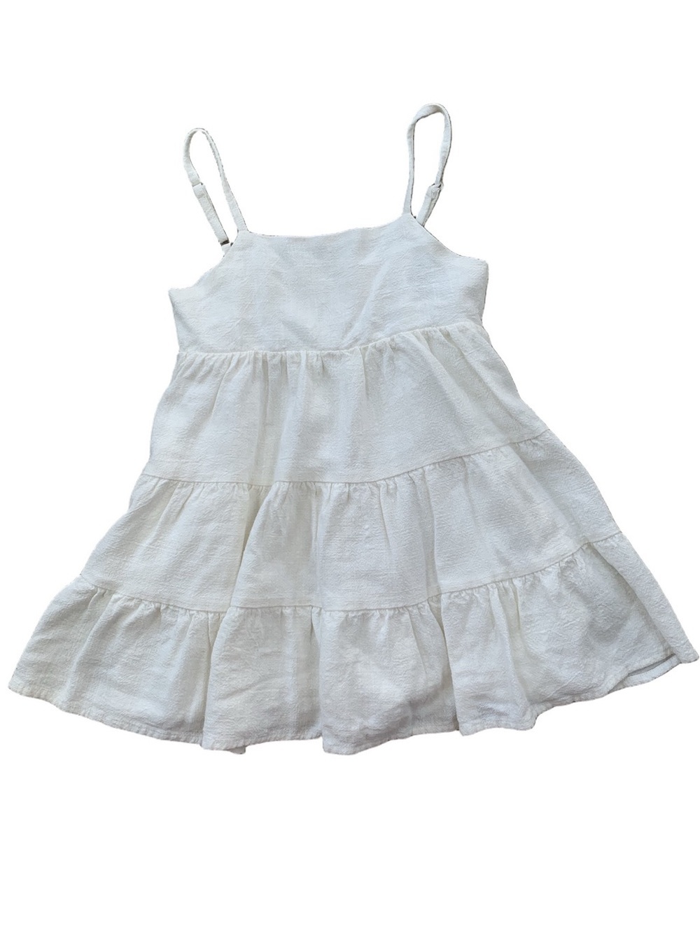 Little Bipsy Size 4-5 Years Cream White Linen Blend Tank Tiered Dress